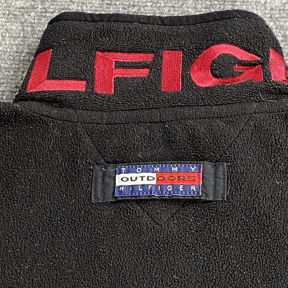 Vtg Tommy Hilfiger Outdoor Mens XL Jacket Striped 1/4 Zip Fleece Spellout Hoodie - Picture 12 of 16